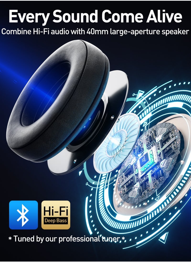 Garlo - Bluetooth Headphones Over Ear 40 Hours Playtime Foldable Wireless Headphones with 6 Modes Headphones with Built in Mic Headset Wireless and Wired Hi Fi Stereo FM TF for Mobile PC TV - Image 1