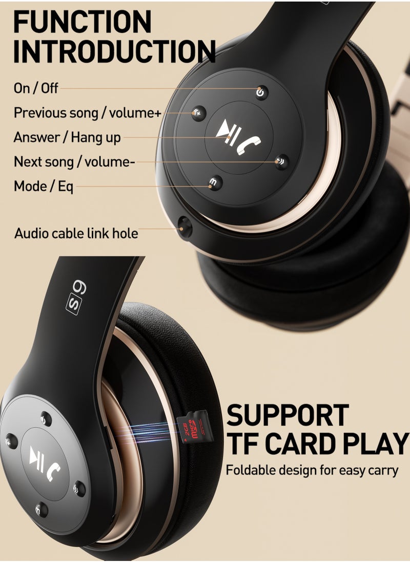 Garlo - Bluetooth Headphones Over Ear 40 Hours Playtime Foldable Wireless Headphones with 6 Modes Headphones with Built in Mic Headset Wireless and Wired Hi Fi Stereo FM TF for Mobile PC TV - Image 1