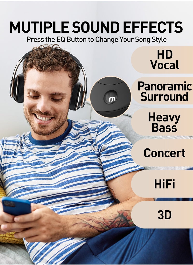 Garlo - Bluetooth Headphones Over Ear 40 Hours Playtime Foldable Wireless Headphones with 6 Modes Headphones with Built in Mic Headset Wireless and Wired Hi Fi Stereo FM TF for Mobile PC TV - Image 1