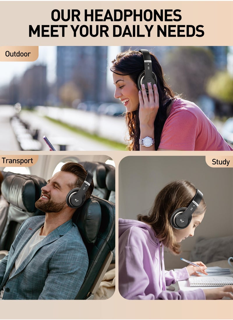 Garlo - Bluetooth Headphones Over Ear 40 Hours Playtime Foldable Wireless Headphones with 6 Modes Headphones with Built in Mic Headset Wireless and Wired Hi Fi Stereo FM TF for Mobile PC TV - Image 1