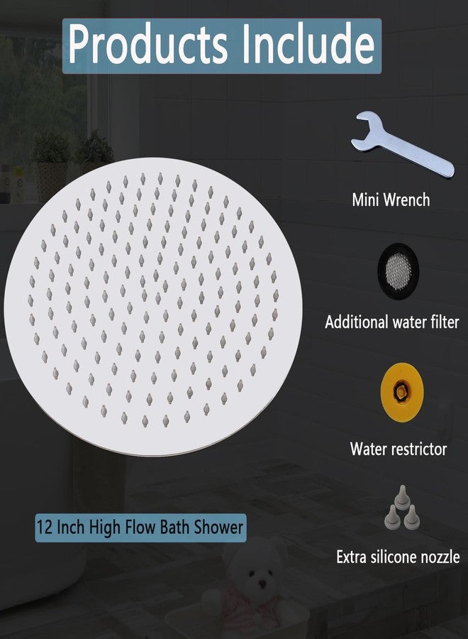 Katezon Rain Shower Head, Katezon High Flow Rainfall Showerhead Stainless Steel, Bathroom Waterfall Shower Universal Wall Ceiling Mount (12'', Chrome) - Image 4