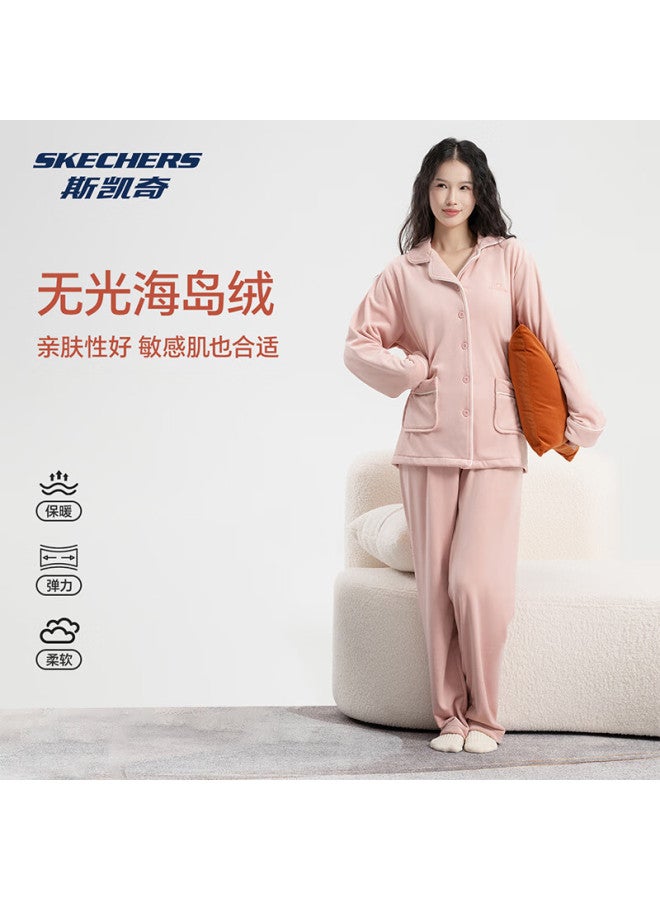 Skechers Women's Autumn Winter Pajama Set Cardigan Long Sleeve Long Pants Casual Loose Homewear Set Suitable For Outdoor Wear