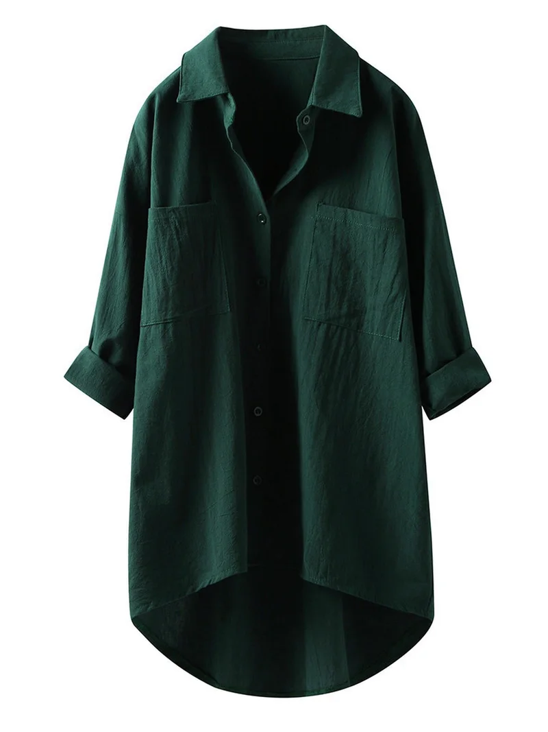 Outzidr  Green Oversized Longline Shirt for Women | Best Price UAE
