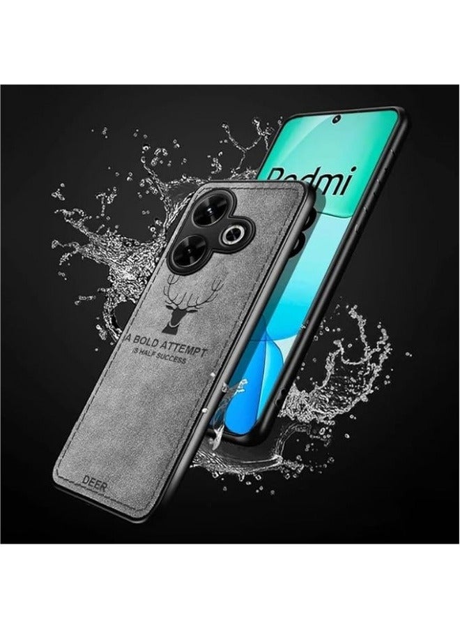 Case Compatible with Xiaomi Redmi 13 4G, Ultra-Thin Deer Pattern Leather Back Silicone Soft Edge Shockproof Full Body Protective Cover