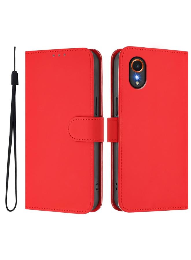 اس-توب جراب لهاتف Samsung Galaxy XCover 7 مصنوع من الجلد بلون سادة مع حبل تعليق - Image 2