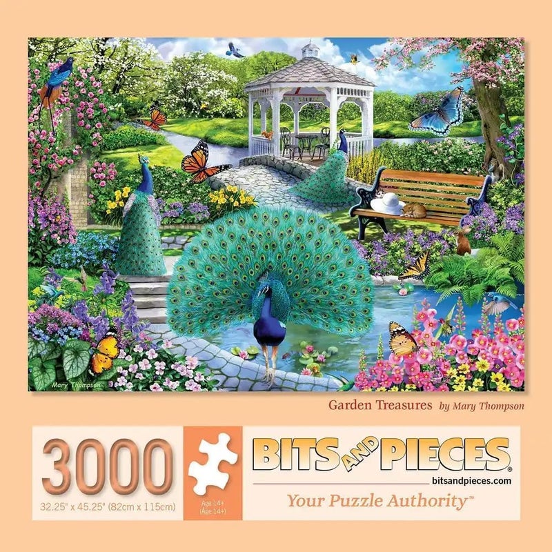 Bits and Pieces ألغاز بازل بتس آند بيس 3000 قطعة للبالغين 3238 × 4514 كنوز الحديقة 3000 قطعة طيور ملونة طاووس بازل بواسطة ماري طومسون - Image 3