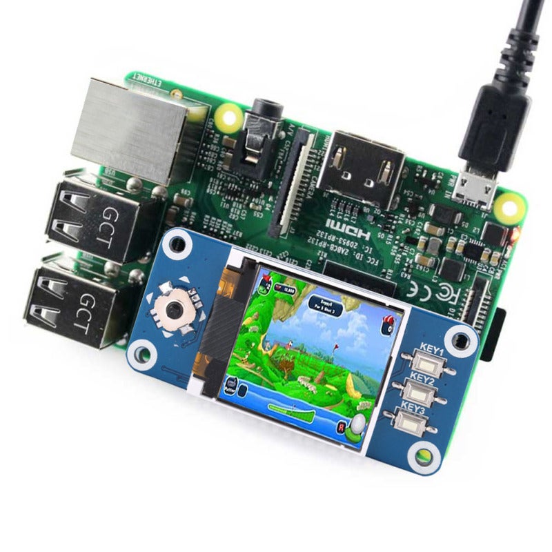 ويف شير شاشة LCD مقاس 1.44 بوصة لراسبيري باي بدقة 128x128 - اتصال قياسي متوافق مع راسبيري باي 2B و3B وZero وZero W وحدة شاشة مع عصا تحكم و3 أزرار لمشاريع التطوير - Image 5
