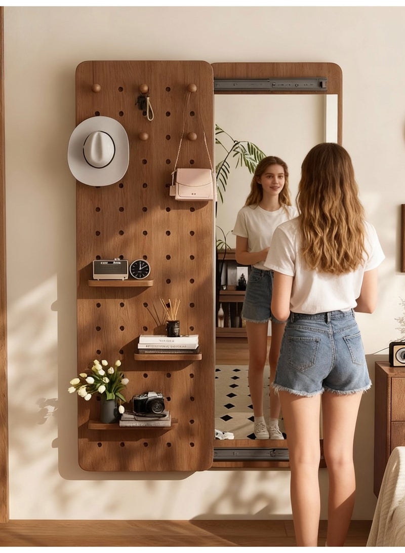 مرآة طويلة الجسم قابلة للتركيز على الحائط مع حامل وإنزلاق خفي، مرآة تلميذة معلقة 120x40 سم للغرفة النومية/الغرفة المعيشة/مدخل المنزل - Image 2