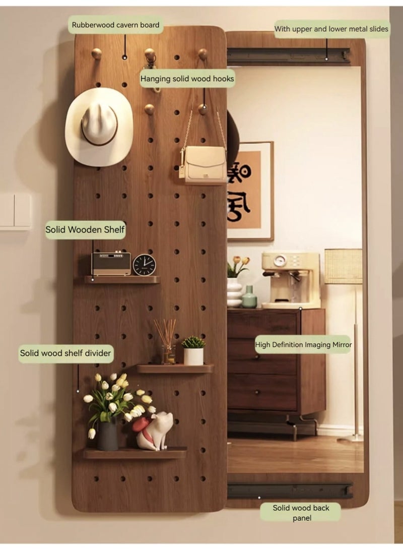 مرآة طويلة الجسم قابلة للتركيز على الحائط مع حامل وإنزلاق خفي، مرآة تلميذة معلقة 120x40 سم للغرفة النومية/الغرفة المعيشة/مدخل المنزل - Image 3