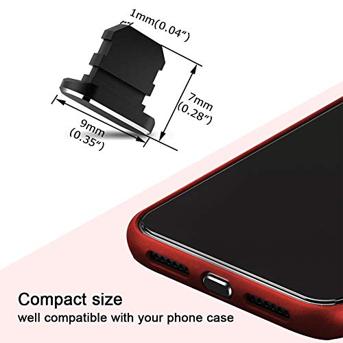 VIWIEU Metal Anti Dust Plug Compatible with iPhone 14 13 12 11 X XS XR 8 7 SE Mini Plus Pro Max iPad AirPods, 2 Pack Lightning Charging Port Cover Protectors with Plug Holder and Storage Box (Black) - Image 2