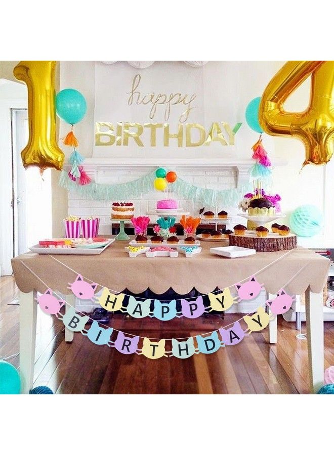 Felix Cat Birthday Banner Cat Banner，Cat 1St Birthday Banner One Birthday For Cat 1St Birthday Kitty Banner Cat Themed Party Colorful Birthday Banner - Image 5