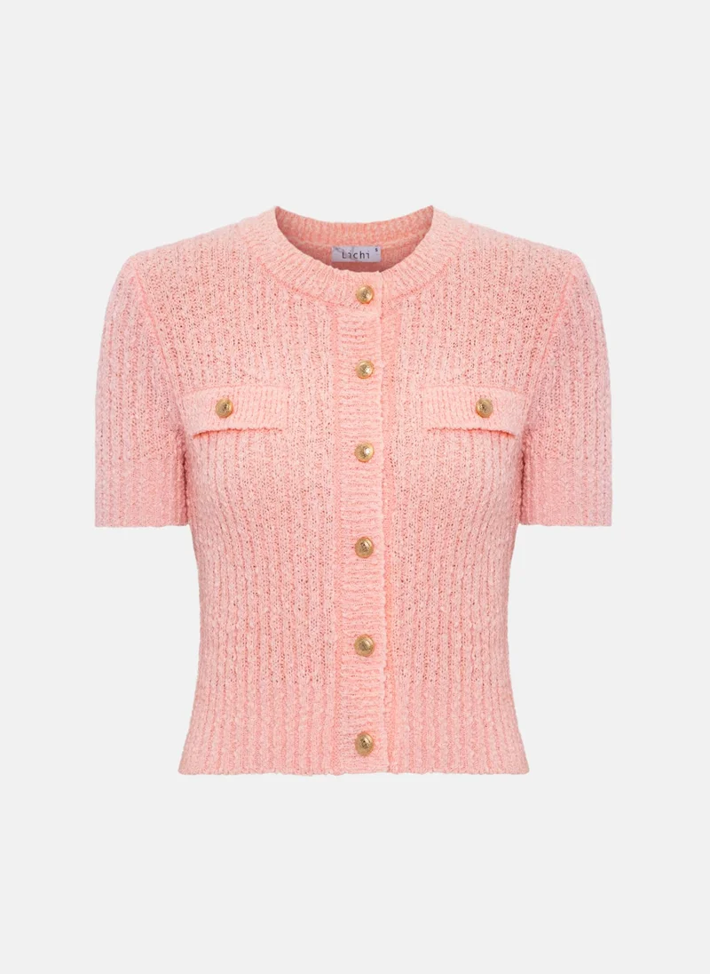 Lichi Jersey cardigan with short sleeves and large buttons