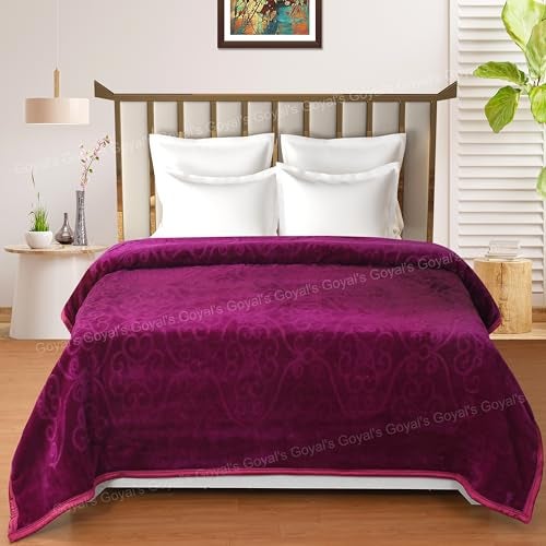 Goyal's Super Soft Mink Single Bed Blanket 500 TC, 63 X 85 Size | Weight 1.4 KG - Wine - Image 2