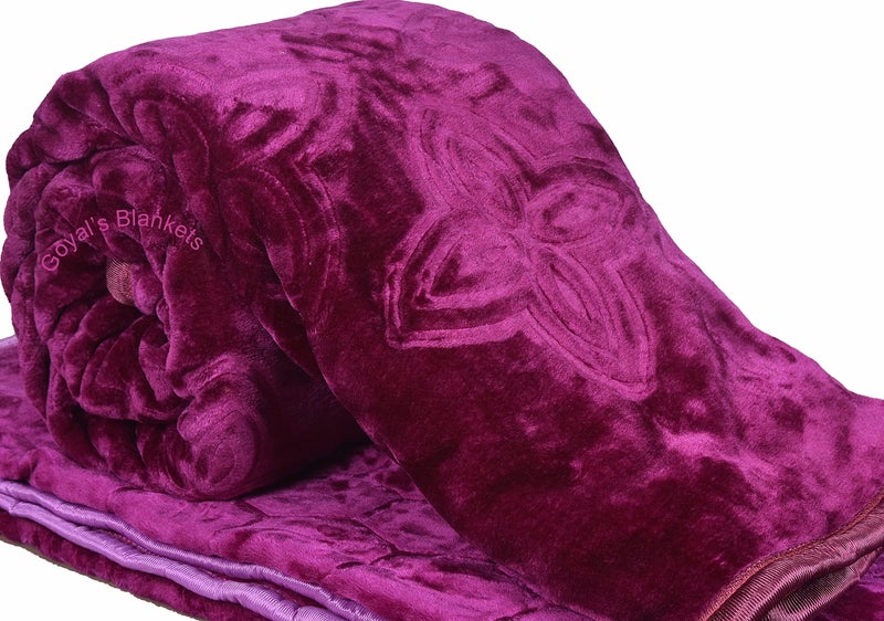 Goyal's Super Soft Mink Single Bed Blanket 500 TC, 63 X 85 Size | Weight 1.4 KG - Wine - Image 1