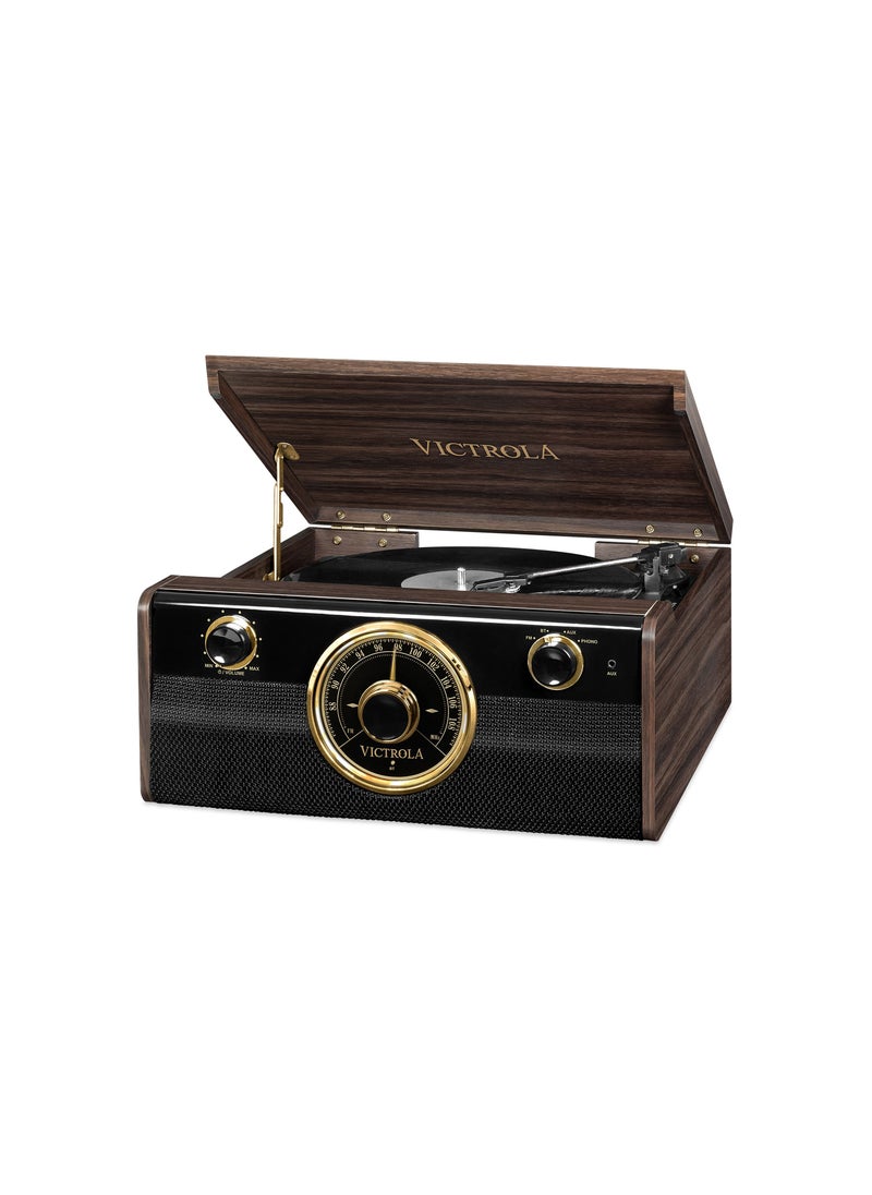 VICTROLA - Victrola 4 in 1 Metropolitan Bluetooth Record Player and Multimedia Music Center with Built in Speakers 3 Speed Turntable and FM Radio in Wooden Design - Image 1
