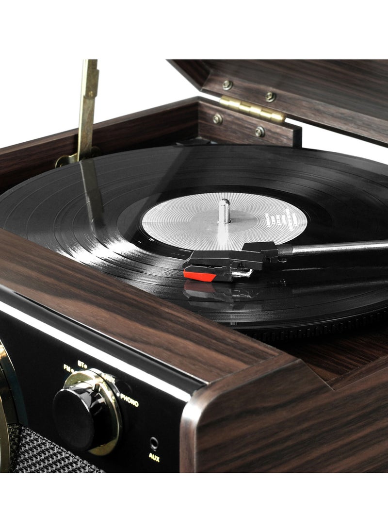 VICTROLA - Victrola 4 in 1 Metropolitan Bluetooth Record Player and Multimedia Music Center with Built in Speakers 3 Speed Turntable and FM Radio in Wooden Design - Image 1