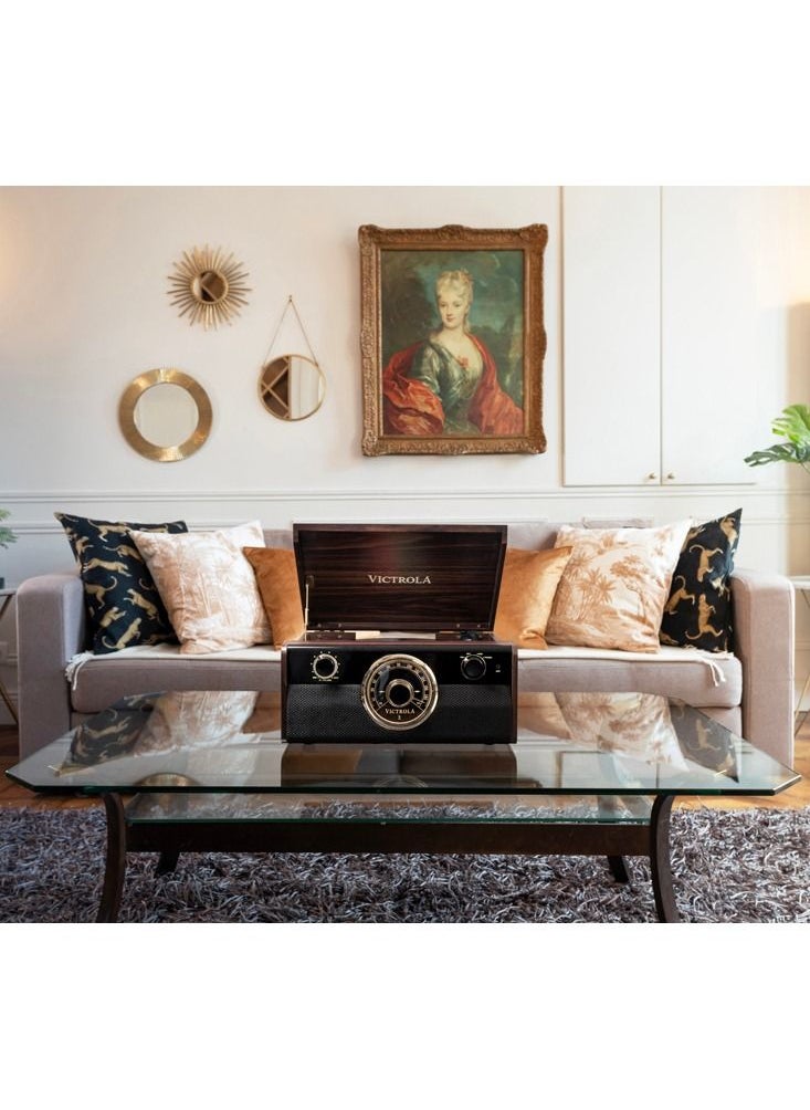 VICTROLA - Victrola 4 in 1 Metropolitan Bluetooth Record Player and Multimedia Music Center with Built in Speakers 3 Speed Turntable and FM Radio in Wooden Design - Image 1