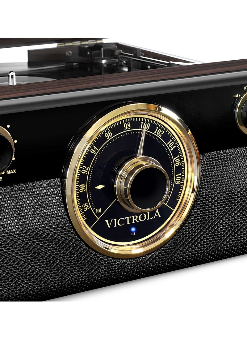 VICTROLA - Victrola 4 in 1 Metropolitan Bluetooth Record Player and Multimedia Music Center with Built in Speakers 3 Speed Turntable and FM Radio in Wooden Design - Image 1