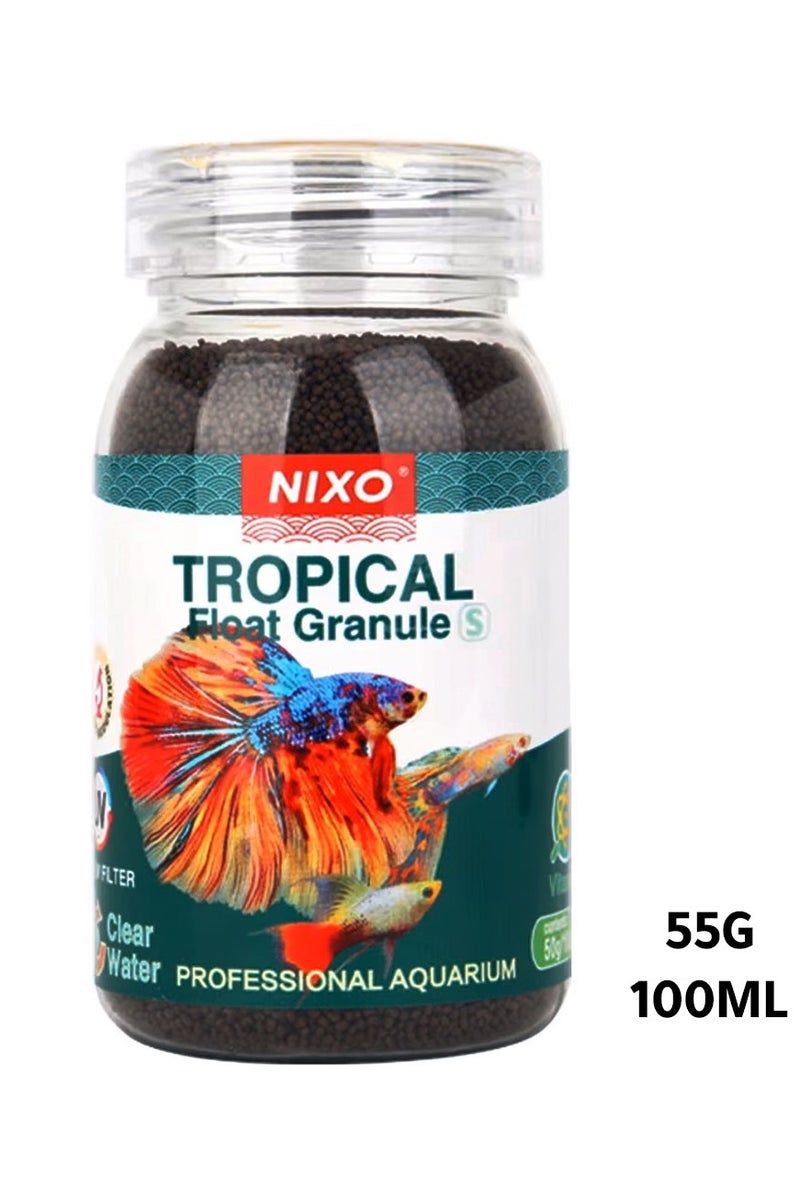 NIXO Floating Fish Food Pellets 100ml – Premium Nutrient-Rich Feed for Ornamental & Tropical Fish - Image 1