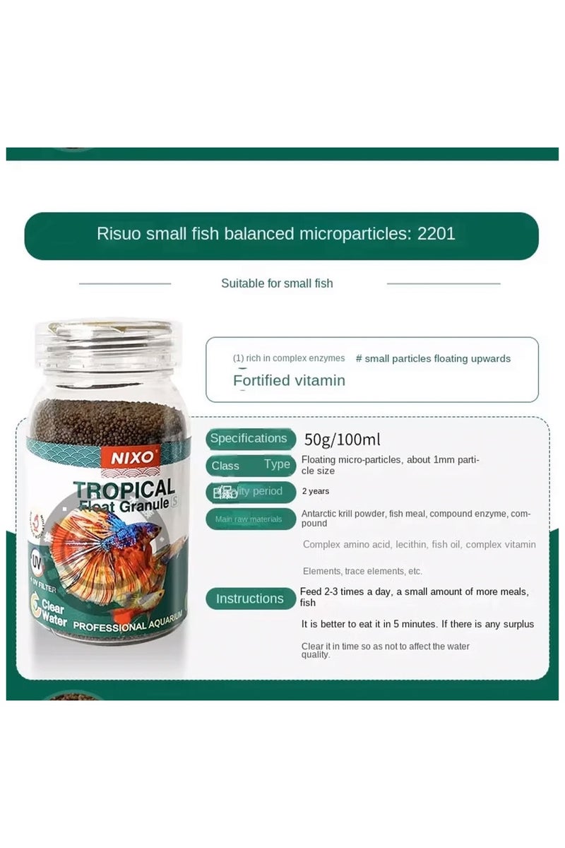 NIXO Floating Fish Food Pellets 100ml – Premium Nutrient-Rich Feed for Ornamental & Tropical Fish - Image 2