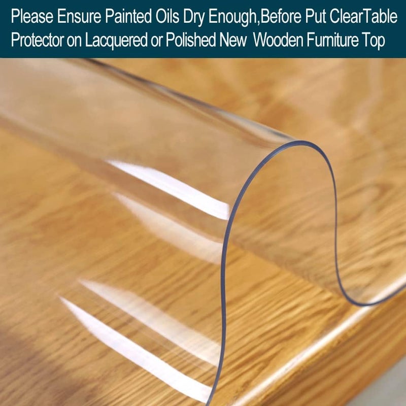 Wadrac Clear Table Protector Plastic Table Cloths PVC Night Stand Table Cover Mat Office Desk Mat Shelf Surface Protection Crystal Children Painting Cover Pad Transprent Rectangular 27.6x78.8 inch - Image 3