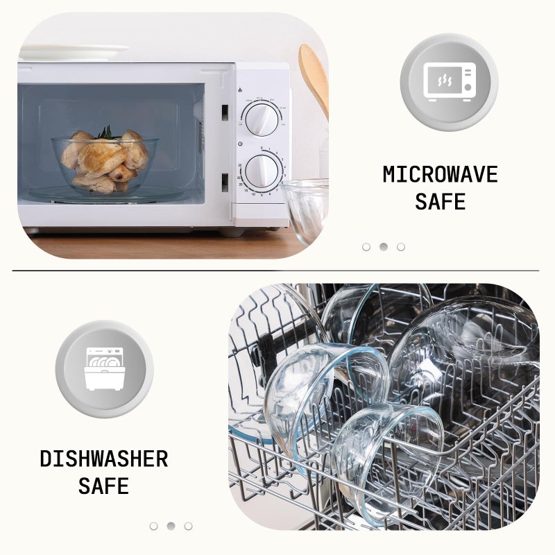 Cuiselect 5pc Glass Mixing Bowls Sets (4.65QT, 2.80QT, 1.64QT, 1.16QT, 0.85QT), Glass Nesting Kitchen Thick Bowl for Baking, Cooking Prep, Storage, Large Salad Bowls Sets-Dishwasher Microwave Freezer Safe - Image 3