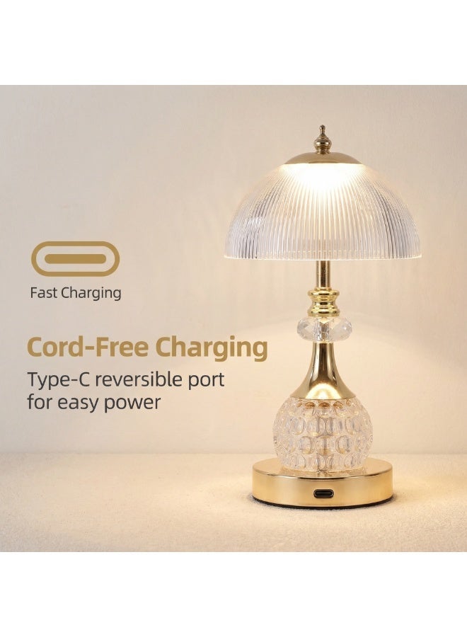 مصباح طاولة بتحكم باللمس، مصباح سرير قابل للتعتيم بـ 3 ألوان مع شحن USB، أضواء كريستالية حديثة لطاولة السرير لغرفة النوم، مصباح قراءة لحماية العين CRI عالي لغرفة المعيشة، ضوء طاولة زينة بيئي - Image 2