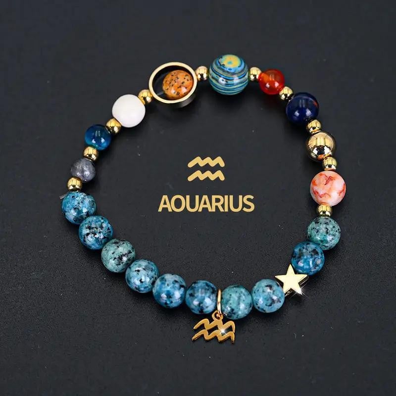 Natural Stone Zodiac Bracelet - 8 Planets 12 Constellations - Image 3