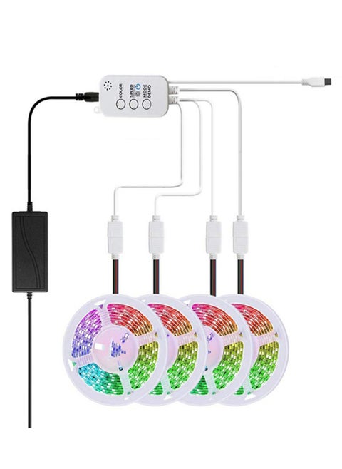 LED Strip Lights, 65.6FT/20M LED RGB Light Strip Music Sync 5050 SMD Color Changing BT Controller + 24 Key Remote for Bedroom Home Party