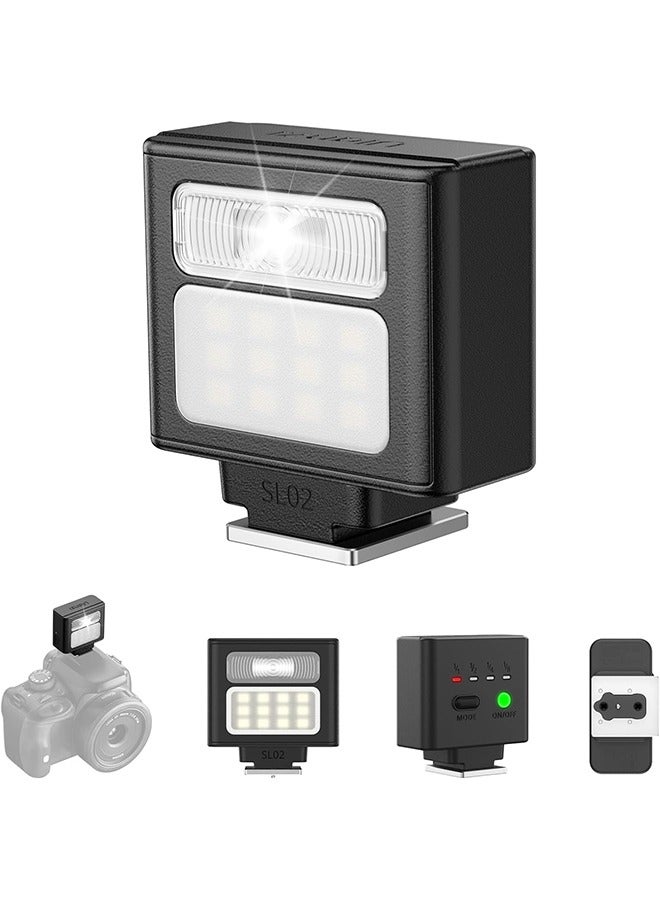 Ulanzi ULANZI SL02 Mini Flash Speedlite with Video Light, GN8 6500K Camera Mini Flashlight for Canon Fuji Sony Nikon and Othe SLR Digital Cameras, 4 Power Levels Camera Flash Speedlight NOT Fit Sony ZV -1F - Image 1
