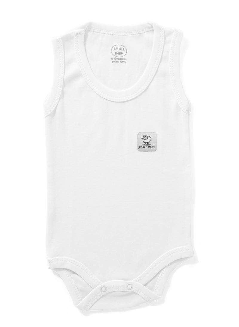 Small Baby Pack of 3 Sleeveless White Baby Bodysuits 100%Cotton - Image 3