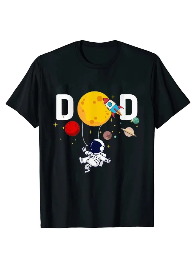 Matching Family Outfits  Family Space Theme Birthday T-Shirt Set for Dad Mom and Child, Astronaut Moon Graphic Cotton, Matching Birthday Outfit, Short Sleeve Casual Wear for Photoshoots, Parties and Everyday Use  | Best Price UAE