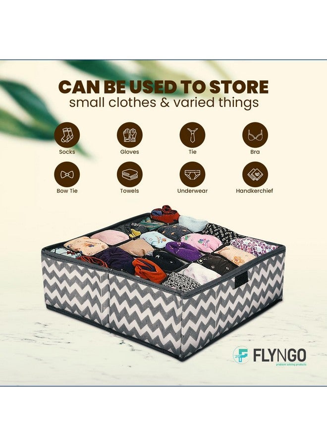 FLYNGO FLYNGO Foldable Drawer Organizer For Wardrobe,Clothing,Undergarment Closet Organiser Divider Storage Box For For Socks,Bra,Tie,And Scarfs(4 Pc Wave)(Nylon),Grey  - Image 5