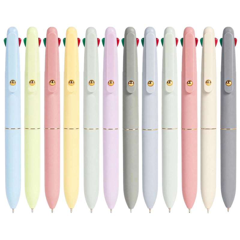 Ddaowanx 4-in-1 Multicolor Ballpoint Pens 0.5mm Fine Point Smooth Writing, Cute Gifts for Nurses and Planner, 12-Count (Morandi+Macaroon) - Image 1