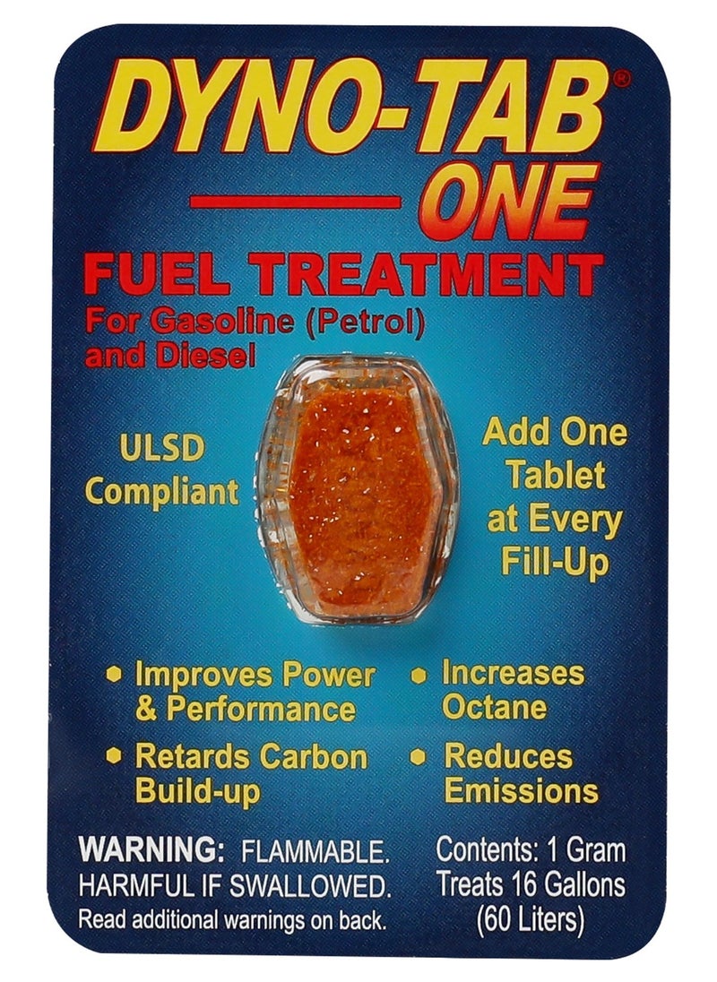 Dyno-Tab DYNO-TAB Fuel Treatment 45271 – For Gasoline & Diesel Engines | Boosts Fuel Economy & Performance | Increases Octane & Reduces Carbon Build-Up | 1 Tablet Treats 60L  - Image 1