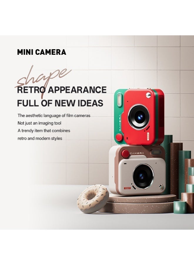 Retro Mini Digital Camera, 48MP Ultra Clear Photo & 1080P Full HD Video Camera, Multi-Function Custom Settings, Continuous Shooting, Time Watermark, 1.77 Inch IPS HD Screen, Type-C Fast Charging, Built-in Flash & Speaker, Portable Pocket Vintage Vlog Camera for Students, Teens, Birthday Gift - Image 4