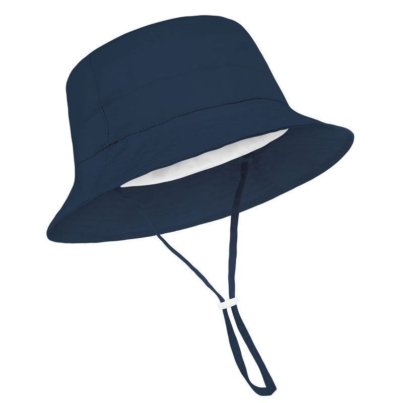 Durio Sun Hat Bucket Hats Wide Brim Summer Hat Sun Protection Beach Hat D Navy Solid 6-12 Months - Image 1