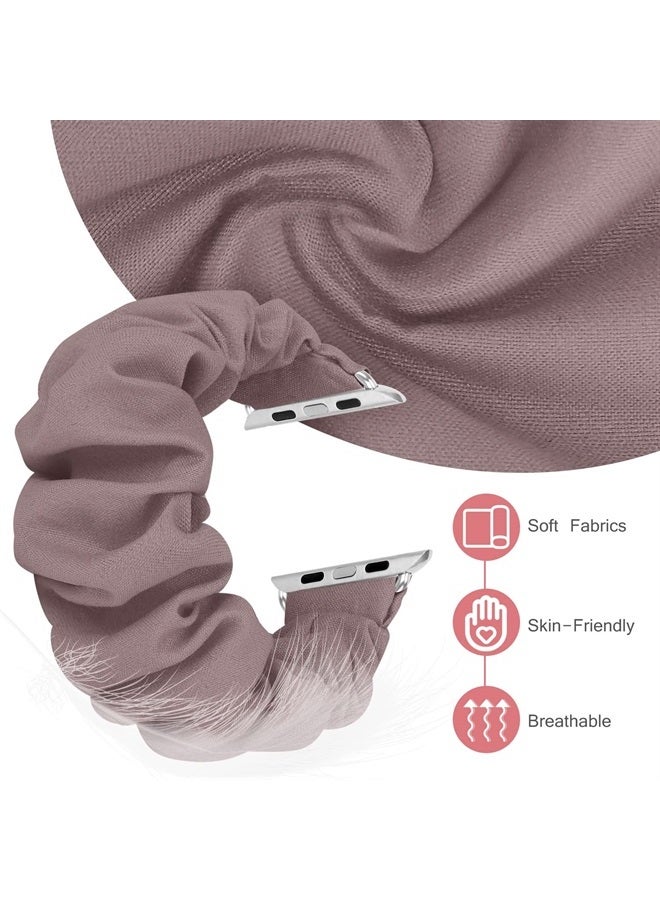 MEULOT Scrunchie Watch Bands for Women Compatible with Apple Watch Bands Series 8 7 6 5 4 3 2 1 SE, Soft Elastic Replacement Wristband for iWatch Bands 38mm 40mm 41mm 42mm 44mm 45mm (Smoke Violet 3M) - Image 1