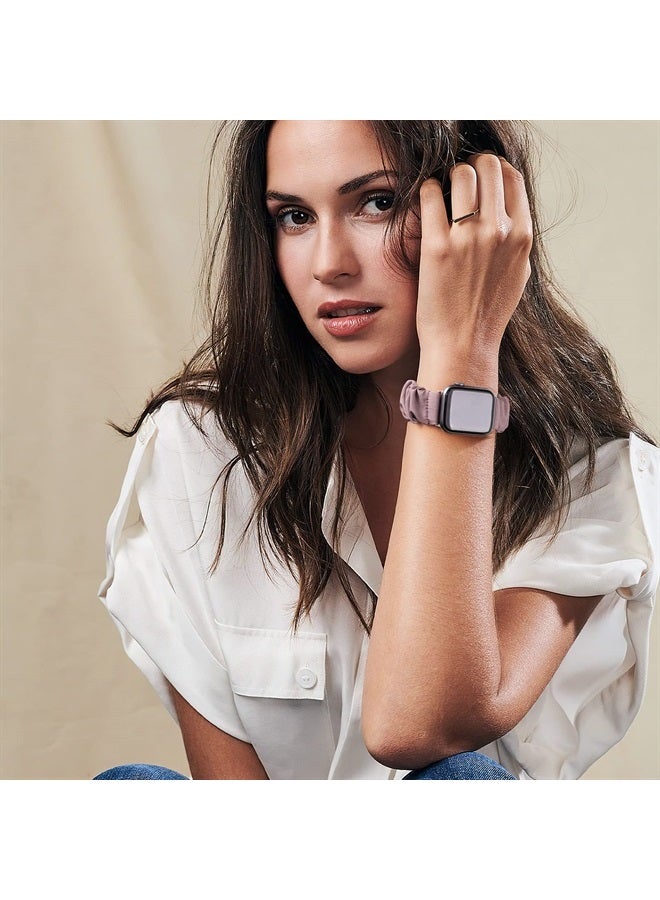 MEULOT Scrunchie Watch Bands for Women Compatible with Apple Watch Bands Series 8 7 6 5 4 3 2 1 SE, Soft Elastic Replacement Wristband for iWatch Bands 38mm 40mm 41mm 42mm 44mm 45mm (Smoke Violet 3M) - Image 3