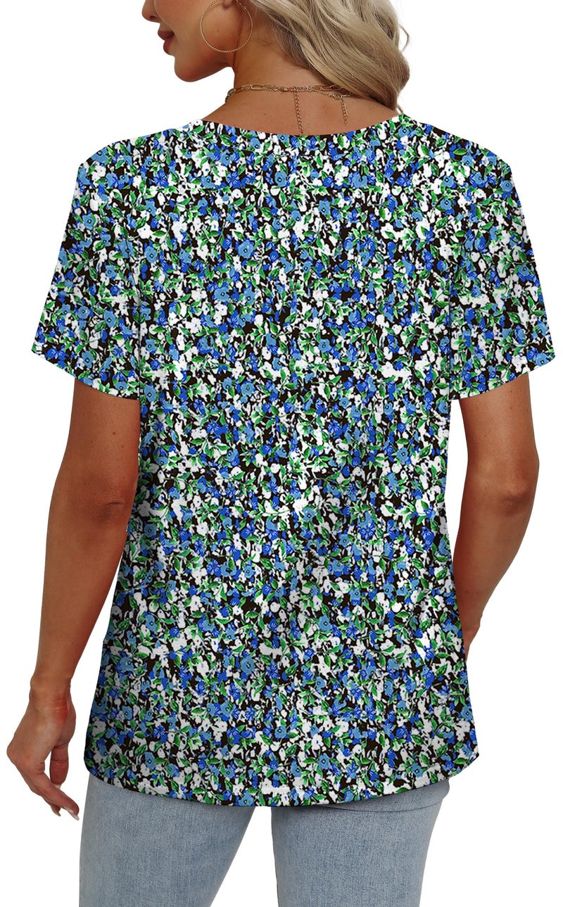 Alaroo Cute Summer Tops for Women Floral V Neck T Shirts Womens Blouse Short Sleeve Business Casual Outfits Print 07 XL - Image 4