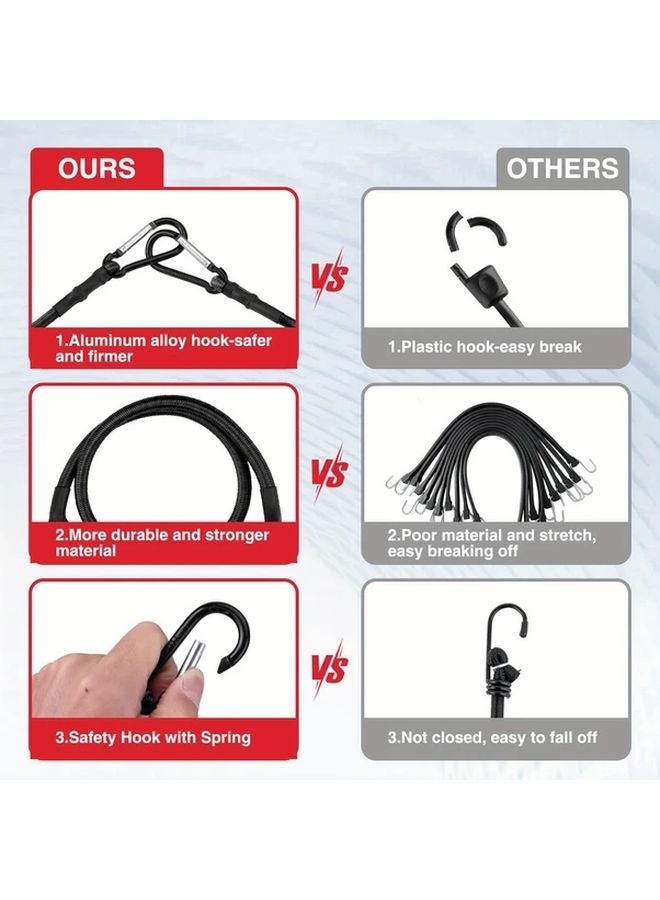 4pcs 47.24 Inch Heavy Duty Elastic Rope Straps With Metal Hooks For Outdoor Camping Luggage - Image 4