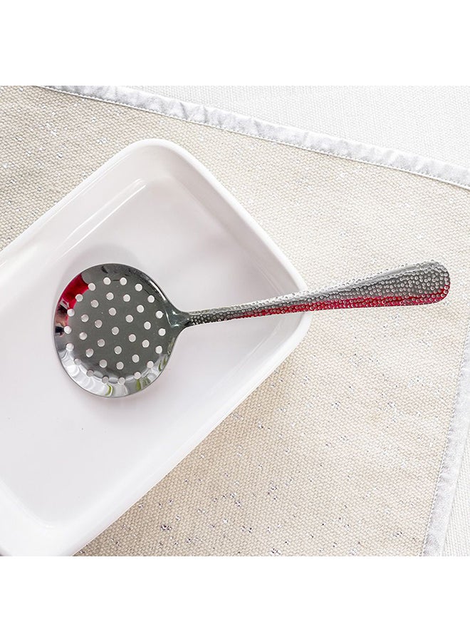 DANUBE HOME Sitello Hammered Skimmer Spoon – Premium Stainless Steel Strainer Ladle with Elegant Hammered Finish, Heat-Resistant Kitchen Tool for Frying, Cooking & Serving 25.5x8.5Cm Silver - Image 1