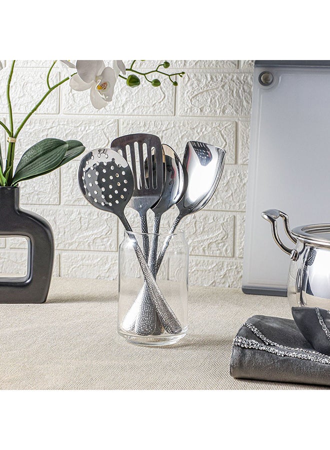 DANUBE HOME Sitello Hammered Skimmer Spoon – Premium Stainless Steel Strainer Ladle with Elegant Hammered Finish, Heat-Resistant Kitchen Tool for Frying, Cooking & Serving 25.5x8.5Cm Silver - Image 3