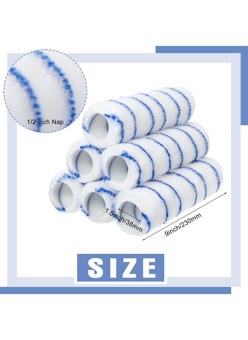 Jerify Jerify 36 Pcs 12 x 9 Paint Roller Covers Microfiber Roller Paint Brush Naps for Wall House Supplies KitWhite Blue  - Image 2