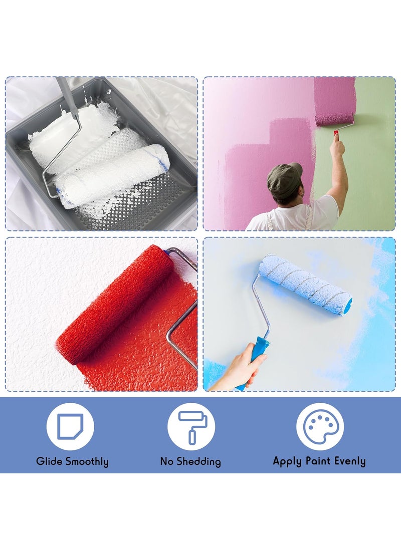 Jerify Jerify 36 Pcs 12 x 9 Paint Roller Covers Microfiber Roller Paint Brush Naps for Wall House Supplies KitWhite Blue  - Image 5