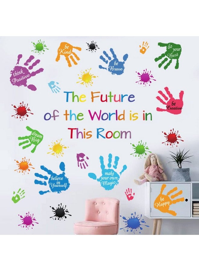 Casa Decor ملصقات حائط ملونة مع اقتباسات ملهمة من الفينيل بقع الطلاء بصمة اليد ملصقات حائط كتابات تحفيزية أقوال إيجابية فن حائط لغرفة الأطفال غرفة اللعب الفصل الدراسي غرفة الحضانة ديكور. - Image 1