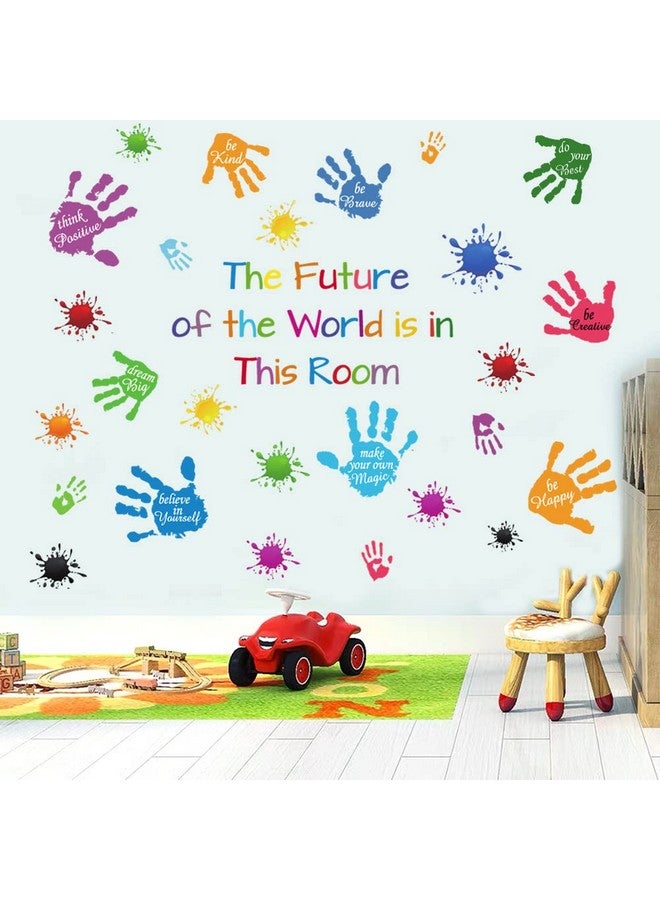 Casa Decor ملصقات حائط ملونة مع اقتباسات ملهمة من الفينيل بقع الطلاء بصمة اليد ملصقات حائط كتابات تحفيزية أقوال إيجابية فن حائط لغرفة الأطفال غرفة اللعب الفصل الدراسي غرفة الحضانة ديكور. - Image 5