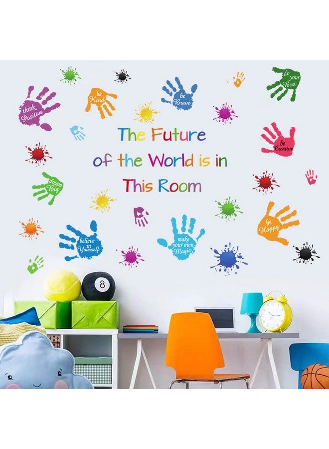 Casa Decor ملصقات حائط ملونة مع اقتباسات ملهمة من الفينيل بقع الطلاء بصمة اليد ملصقات حائط كتابات تحفيزية أقوال إيجابية فن حائط لغرفة الأطفال غرفة اللعب الفصل الدراسي غرفة الحضانة ديكور. - Image 2