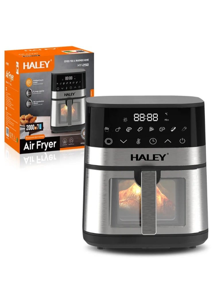Haley - Wtrtr HALEY Air Fryer 7L with Window, 2000W stainless steel air fryer oven led touch screen oilless, ptfe free, dishwasher safe,2 Years Warranty (7L) - Image 1