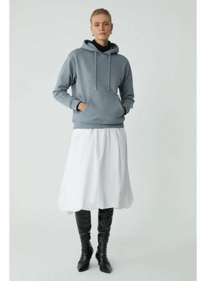 Ethiquet Abelia Women's Polar-Lined Soft Thick Fabric Hooded Comfort Fit Blue Sweatshirt.